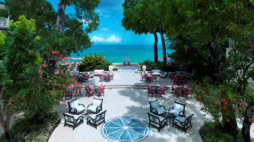 Outdoor seating at Sandy Lane, Luxury Holidays Barbados